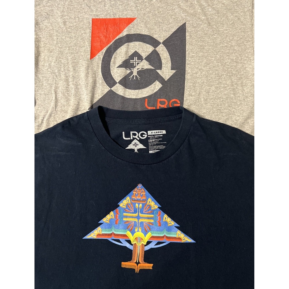 Lot Of 2 LRG Lifted Research Group Navy/Gray Short Sleeve T-Shirts Men's Size XL